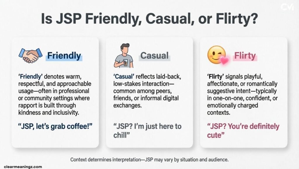 Is JSP Friendly, Casual, or Flirty?