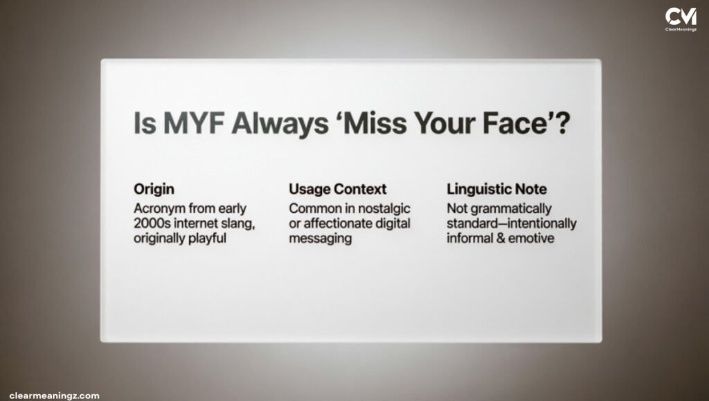 Is MYF Always "Miss Your Face"?